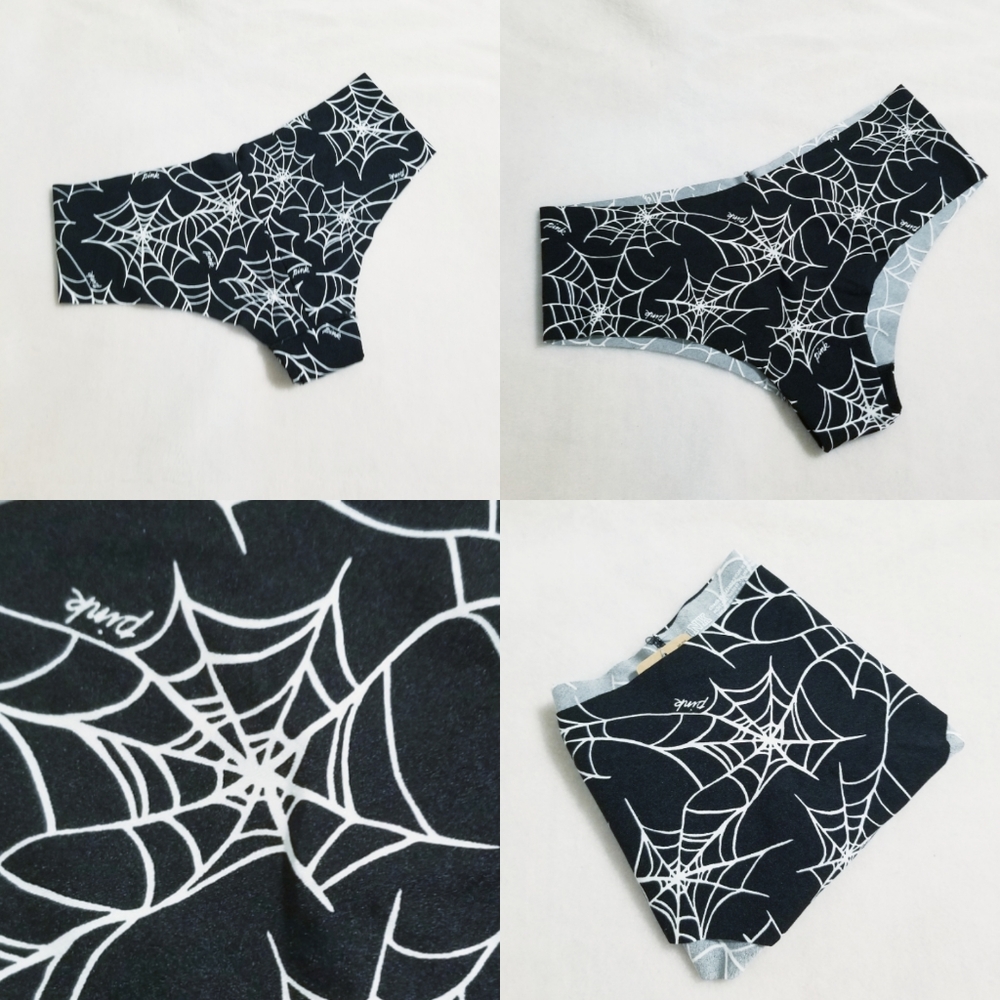 Victoria's Secret PINK Halloween Spider Web No Show Cheekster Panty NWT